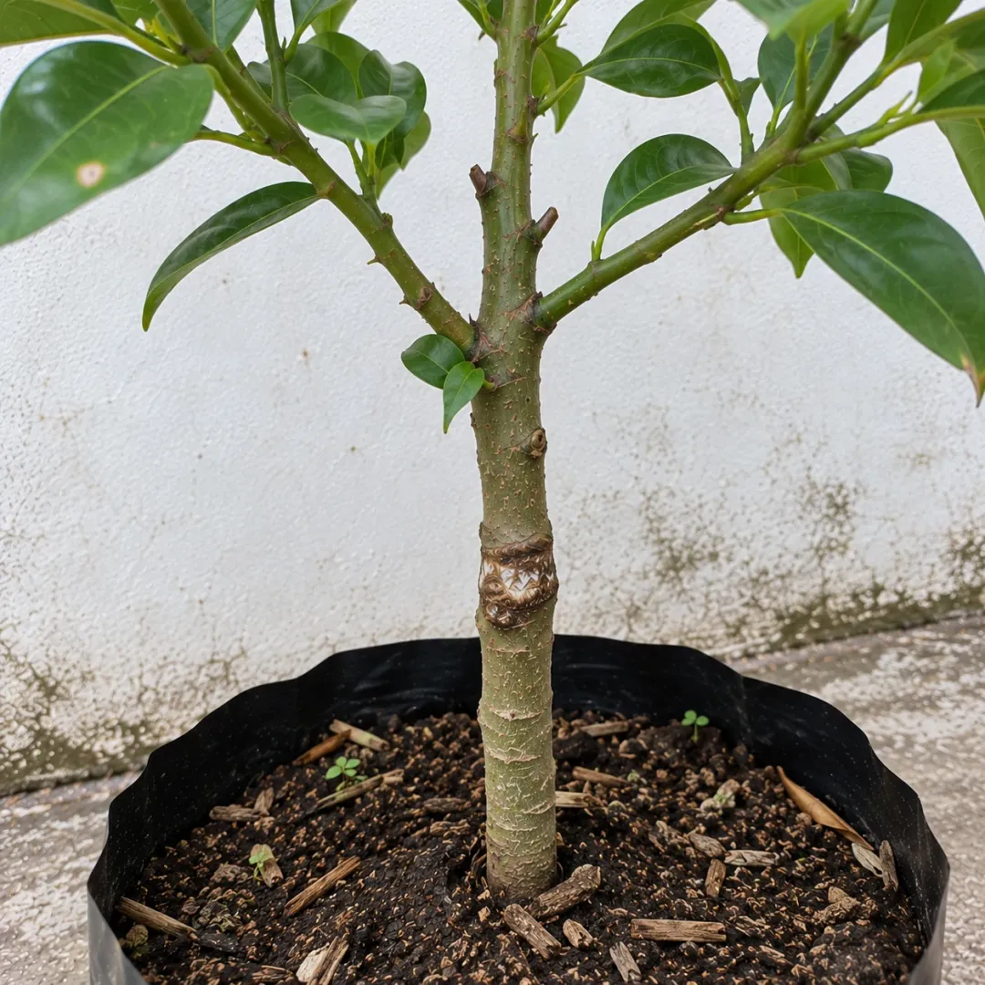 Sambungan batang jeruk santang madu dan daun kecil